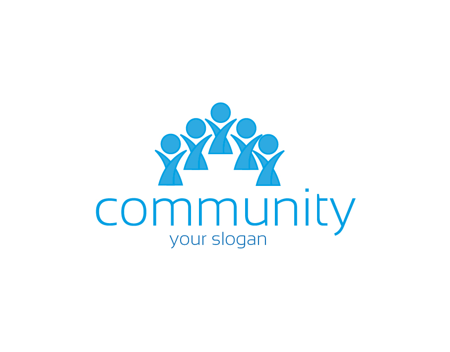 Community Logo - Abstract Blue People with Light Text - FreeLogoVector
